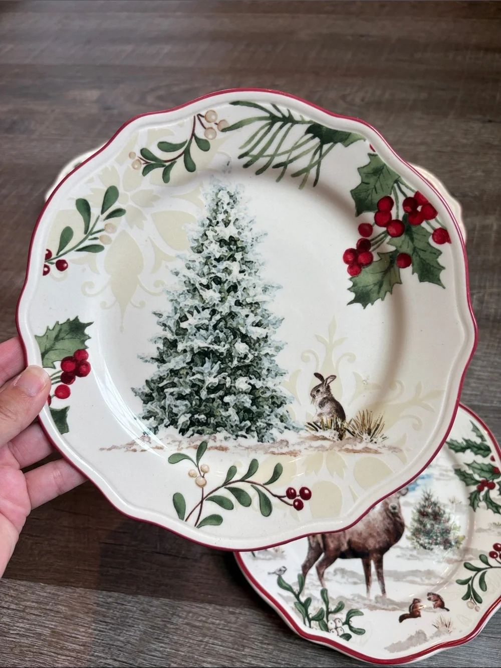 Better Homes & Gardens Christmas Heritage Tree Salad Plates Forest Set of 4
